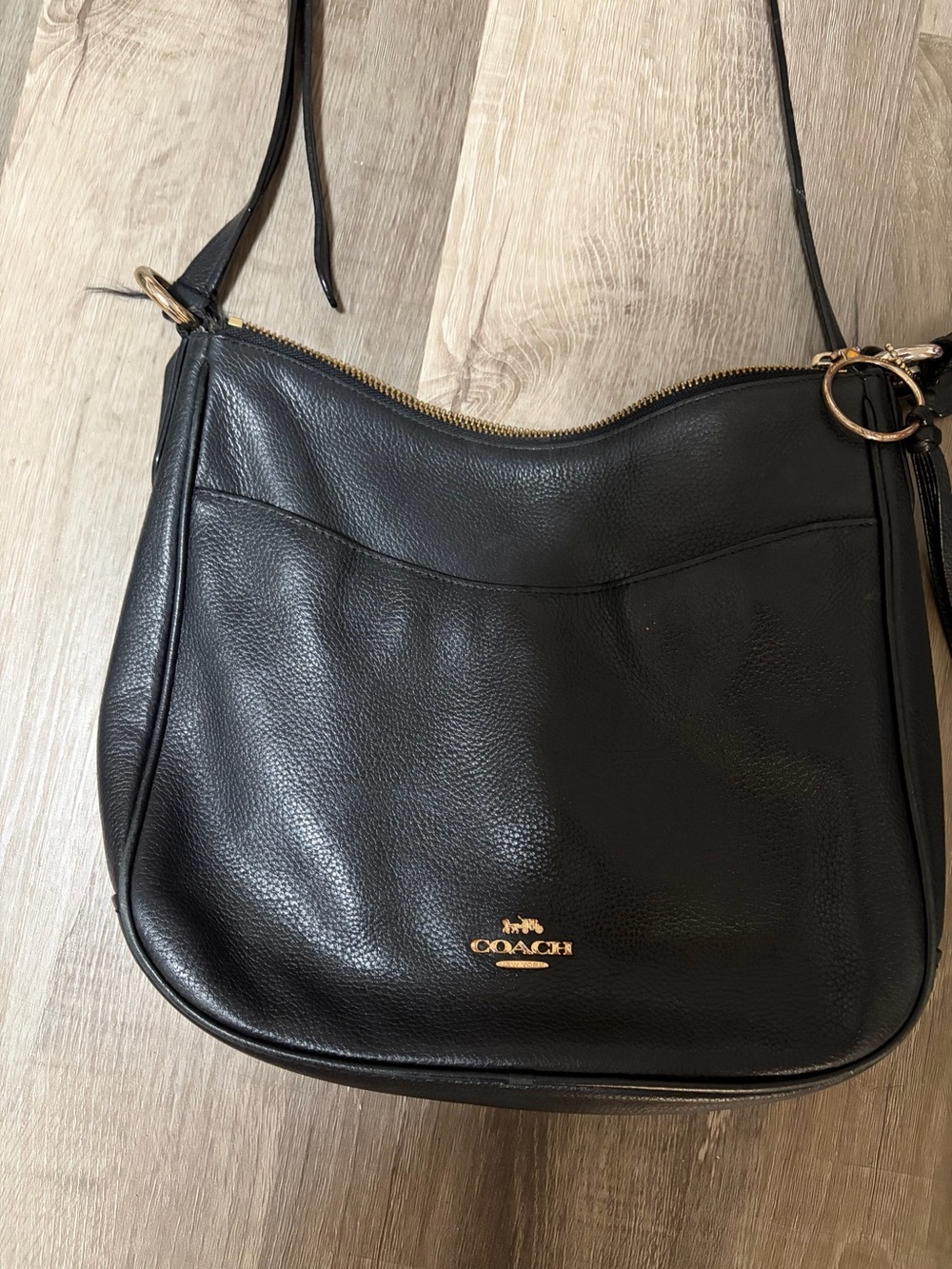 Coach Black Pebbled Leather Shoulder Bag with Gold Hardware